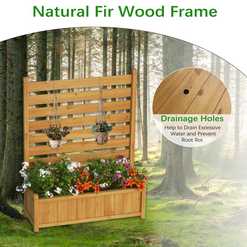 Three Panel Outdoor Wood Privacy Screen With Planter Box To Hide AC Unit And Trash Enclosure No Dig Kit in forest