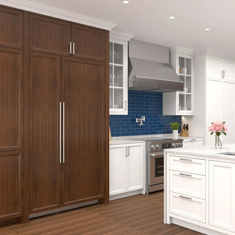 18 Inch Panel Ready Freezer Column With 8.6 Cubic Feet Heavy Duty Storage, Built In Ice Maker, Frost Free Energy Star Rated in modern kitchen.