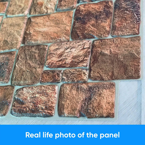 Close-up of 3D Faux Stone Wall Panels Non Adhesive PVC Covering 50 Sq Ft For Home And Office Decor showing detailed stone texture