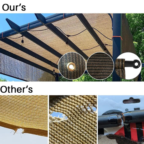 Comparative view showing 9x12 Foot Pergola Shade Replacement Canopy With Grommets And Weighted Rods, and inferior alternatives.