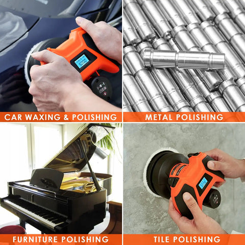 Cordless Car Buffer Polisher With Gamepad Grip For No Fuss Waxing, 12V 2.0Ah Battery And Cigarette Lighter Socket, 6 Variable Speeds Up To 5000 RPM, Swirl-Free Finish For Polished Cars