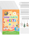 Shrink Plastic Craft Kit With 155 Pieces For DIY Jewelry And Keychains Includes 25 Shrinky Sheets 7.9x5.7in 100 Opening Jump Rings