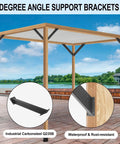 4 Pack 45 Degree Angle Support Brackets For Pergolas And Wood Structures, Heavy Duty Steel With Black Powder Coat, DIY Connector Kit
