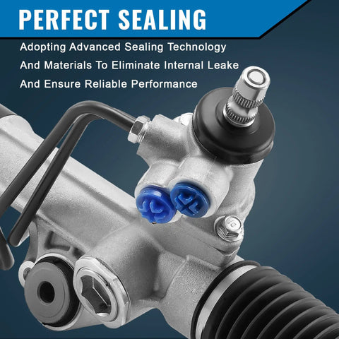 Close-up of Toyota Yaris Power Steering Rack And Pinion Assembly Drop In Replacement For 2007 2008 2009 2010 2011 2012 Models with 1G2674 4551052140 showing sealing technology.