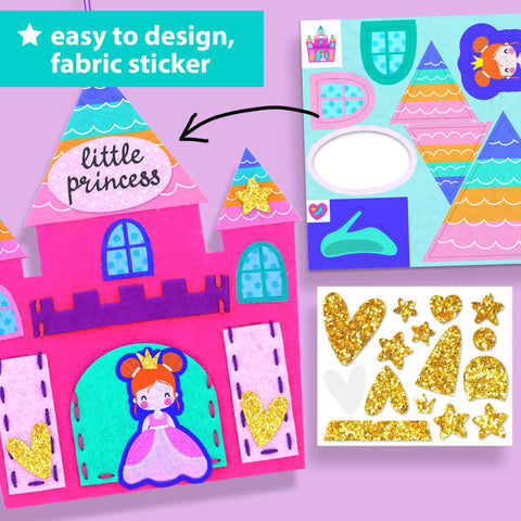 Totally Beginner Friendly Sewing Kit For Kids Ages Five To Eight With Princess And Unicorn Felt Crafts DIY castle design