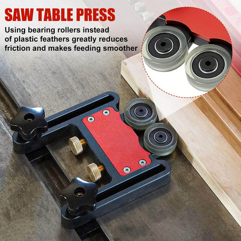 Double Wheel Bearing Stock Roller for Featherboards on Table Saws Router Tables and Band Saws with anodized aluminum frame