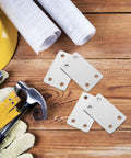 Heavy-Duty Stainless Steel Flat Corner Braces With Screws, 10-Piece Mending Plates Set For DIY Furniture Repairs, tools on wood surface