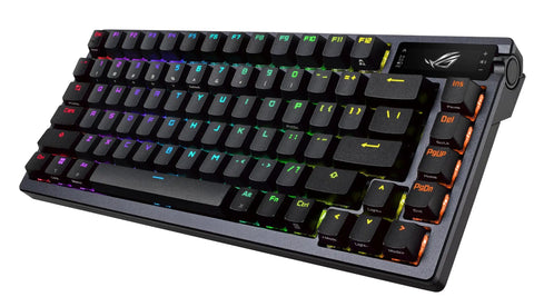 Buttery Smooth Wireless Mechanical Gaming Keyboard With 75 Percent Tkl Layout And Tri Mode Hookup. Matte black with RGB keys.