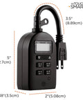 Indoor And Outdoor Plug In Digital Timer With One Grounded Outlet, Two Custom Daily On And Off Times, Weather Resistant Design