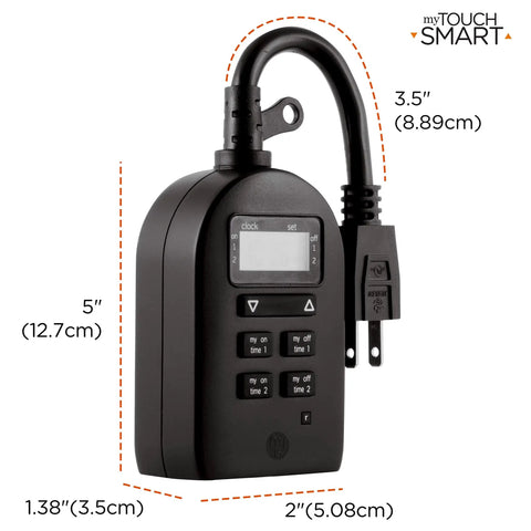 Indoor And Outdoor Plug In Digital Timer With One Grounded Outlet, Two Custom Daily On And Off Times, Weather Resistant Design