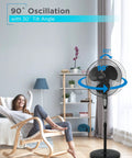 Pedestal Floor Fan With Remote, Adjustable Height, Touch Control, 90 Degree Oscillation, 3 Speed Settings, Quiet Free Standing Cooling For Bedroom