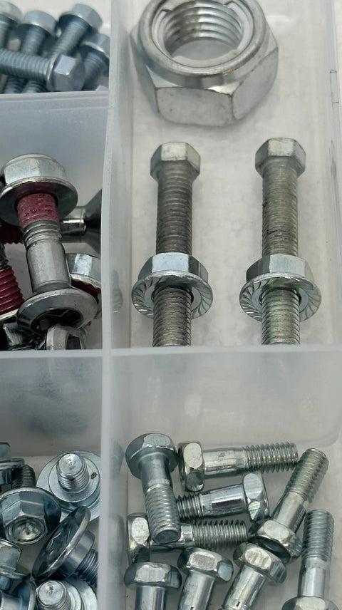 Honda Elite 210 Piece Bolt Kit For CR125R CR250R CRF250R CRF450R CRF450X CRF450RX XR And XL Models showing various bolts and nuts