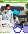 Woman with dog and DC25 Ball Vacuum Filter Replacement Kit With 2 Pre Motor Filters And 2 Post Motor HEPA Filters Fits All DC25 Models