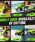 4V Cordless Electric Scissors With 2600mAh Battery, Rechargeable Box Cutter For Cardboard, Fabric, Plastic, Leather & Cloth, Safety Lock, Led Light, Dual Blades Perfect For Diy Crafts & Moving cutting through cardboard, fabric, leather, rope, paper, and carpet.
