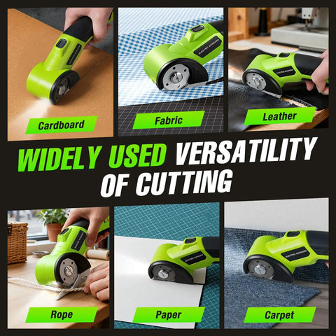 4V Cordless Electric Scissors With 2600mAh Battery, Rechargeable Box Cutter For Cardboard, Fabric, Plastic, Leather & Cloth, Safety Lock, Led Light, Dual Blades Perfect For Diy Crafts & Moving cutting through cardboard, fabric, leather, rope, paper, and carpet.