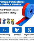 Flexible Fifteen Foot Race Car Track Set For Kids with red and blue PVC track, compatible with 1/64 diecast cars.