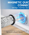 Magnetic Dryer Vent Connector Kit with Quick Connection, showing 2.6 ft hose aligned with wall vent for universal fit.