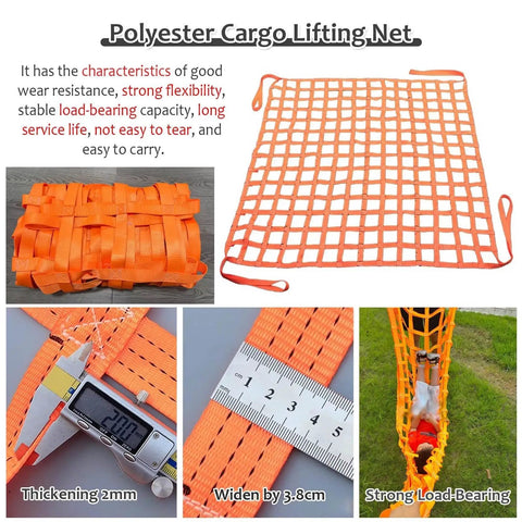 Tough Tear Resistant Nylon Cargo Sling With Heavy Duty Polyester Cargo Net Hoist for Loading and Unloading Garden Equipment