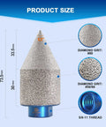 Pro Grade Diamond Beveling Chamfer Bit For Tile Holes, Diamond Finger Milling Bit 0 To 1 3/8 Inch, 5/8-11 Thread, Grit 50/60