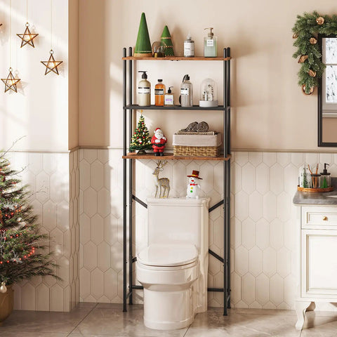 Over The Toilet Storage Organizer 3 Tier Freestanding Bathroom Shelf With Adjustable Feet Space Saving Easy Assembly