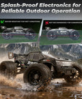 1:18 Scale 4X4 Off Road RC Truck With 2.4GHz Remote, Top Speed 36kmh, Waterproof Electronics driving through mud