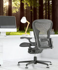 Ditch Those Dang Office Chair Casters With This 5 Pack Of Low Profile Bell Glides on a sleek office chair in a bright workspace.