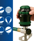 Six Spray Patterns Gear Drive Sprinkler On Metal T Spike For Customizable Lawn Watering Coverage With Rotating Head And Adjustable Spray Range