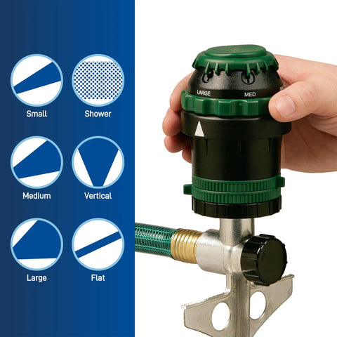 Six Spray Patterns Gear Drive Sprinkler On Metal T Spike For Customizable Lawn Watering Coverage With Rotating Head And Adjustable Spray Range