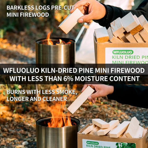 4 Inch Pine Fire Sticks Kiln Dried Firewood 8 Lb Pack Barkless Mini Kindling Logs for Solo Stove Mesa Fire Pit