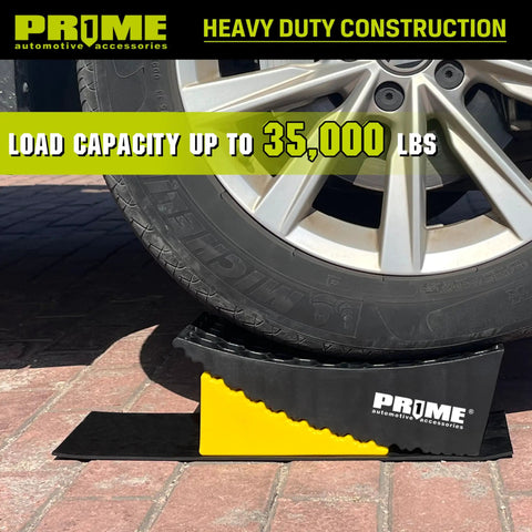 Heavy Duty RV Camper Levelers 6 Inch Two Pack Wheel Chock Ramp For RVs Campers And Trailers With Honeycomb Grip Anti Slip Base And Tire Stop Block