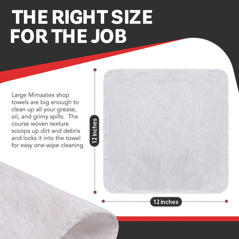 White 100 Percent Cotton Shop Towels 500 Count Heavy Duty Commercial Industrial B Grade 14 By 15 Inches with size details