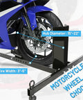 Beefy 1800 Lbs Heavy Duty Motorcycle Wheel Chock Stand Upright Fits 15 To 22 Inch Wheels 3 To 5 Inch Tire Width Adjustable Front Wheel Chock For Trailer Truck Garage Power Coated Steel