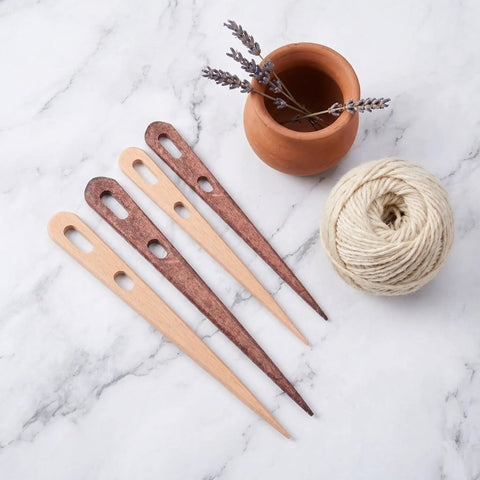 8-Piece Wooden Big Eye Knitting Needles With Double Eye Design And Smooth Rounded Tips For Wool And Nylon Crafts, Ideal For Scarves Macramé Tapestry And Crochet Projects For Yarn Lovers, wooden needles with yarn