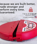 Gate Valve Lockout Kit For 10 To 13 Inch Valve Handles Red Lockout Tagout OSHA Compliant safety device on a gray surface