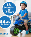 Kids Motorcycle Balance Bike For Tots Ride On Toy With Sounds Realistic Look Wide Wheelbase Rubber Coated Wheels Foot To Floor Riding, 18 months to 3 years, 44 lbs