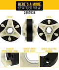 Motor Coupler Kit For Roper RAB1121EW1 Washer Drive Motor Replacement shown in three detailed views
