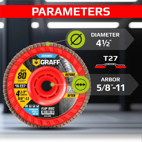 80 Grit Ceramic Flap Disc For 4 1/2 Inch Angle Grinder 5/8 Inch Arbor Pro Grade For Stainless Steel And Sheet Metal Fast Cutting And Smooth Finishing Durable Flap Wheels 5 Pack For Your Grind