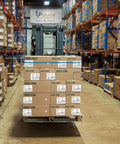Warehouse forklift with boxes of Size 64 Rubber Bands 3 1/2 Inch By 1/4 Inch Pack Of 80 Natural Latex for office use
