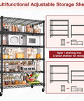 Six Tier Beefy Wire Shelving On Wheels For Garage Storage 36 Inch Wide By 18 Inch Deep By 78 Inch High Heavy Duty Steel Construction Holds Up To 1500 Lbs Total Capacity Per Shelf 250 Lbs Mobile Rack, black wire kitchen shelf on wheels