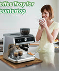 Slick Rolling Appliance Tray For Quiet Coffee Maker Sliding With No Sweat Countertop Moving Rustic Finish, showing coffee machine on tray.