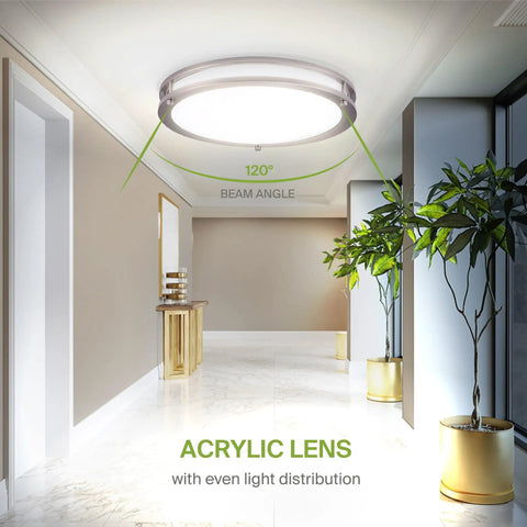 Energy Efficient 18 Inch Round Flush Mount Ceiling Light With Dimmable 3 CCT LED, ETL Listed And Energy Star installed in hallway