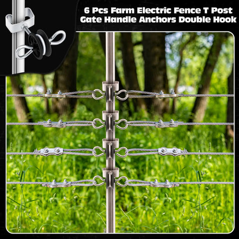 Six Pack Electric Fence Gate Handles And T Post Anchors With Double Hook Two Rings Steel Insulators And Easy Screws Product
