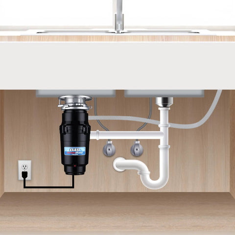 Compact One Third HP Garbage Disposal With Anti Jam Torque Master Stainless Steel Grinding System under sink installation