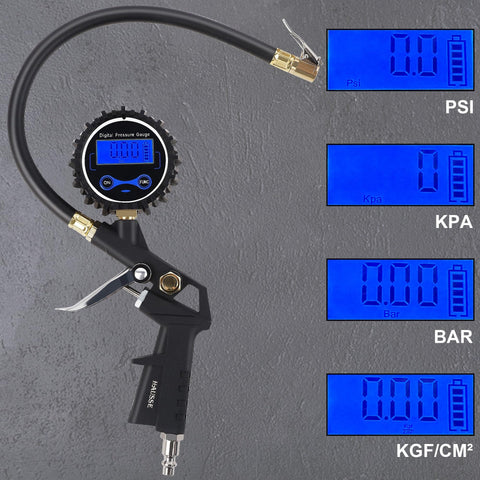 Beefy Pro Grade Heavy Duty Air Tool Kit with Digital Tire Pressure Gauge and Brass Hose Fittings, One Quarter Inch NPT