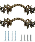 Two Pack 6 Inch Vintage Drawer Pulls In Antique Bronze European Style, including screws, zinc alloy construction.