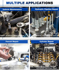 Multiple applications of 245 Pieces SAE Bonded Sealing Washers Set for vehicle, hydraulic, faucet, and cylinder repair.