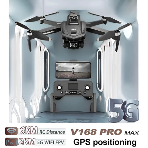 8K Camera Drone With Intelligent Obstacle Avoidance, Optical Flow Positioning, Precise Hovering displayed in futuristic setting.