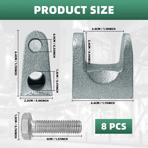 Heavy Duty Zinc Plated Steel Beam Clamp 1 Inch Jaw Opening Fits 1/2 Inch Threaded Rod 8 Pack Rust Resistant dimensions and sizes