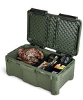 GoNow Box Waterproof Gear Storage Heavy Duty Outdoor Utility Container with tray and dividers for tools and accessories open view.
