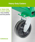 Heavy Duty Mobile Conduit And Pipe Rack Featuring Badass Seven Bin Jobsite Organizer With Hella Smooth Swivel Casters Fully Foldable Stackable Setup For Crews showing close-up of 6-inch heavy-duty caster wheels.